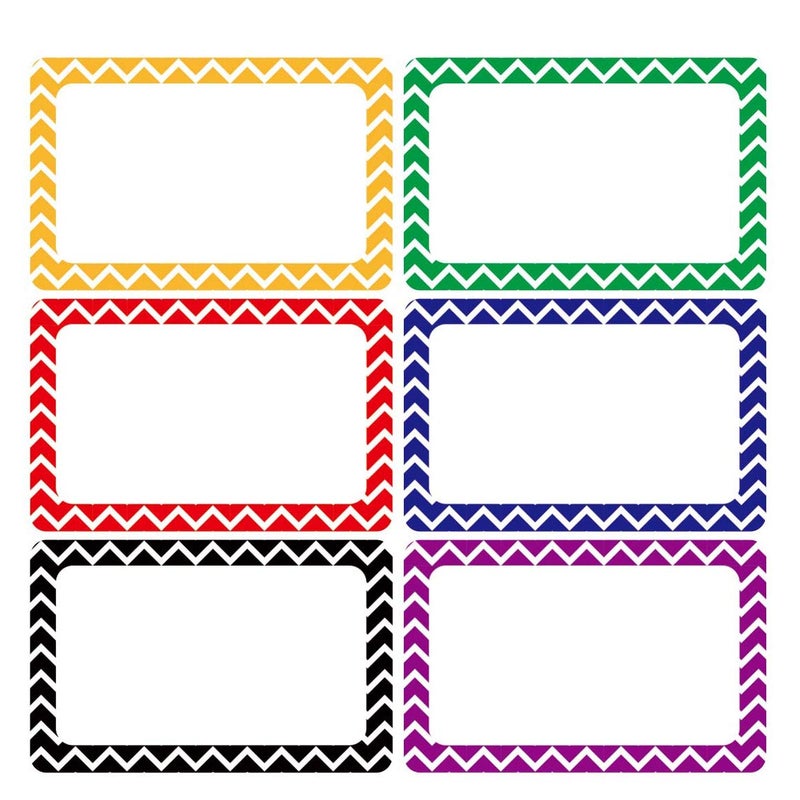 Cualfec 300 Cute Chevron Name Tag Stickers Colorful Border Name Labels for School, Office, Home Can Be Used on Clothes, Storage Boxes, Packages - Updated Stronger Stickiness - Image 1